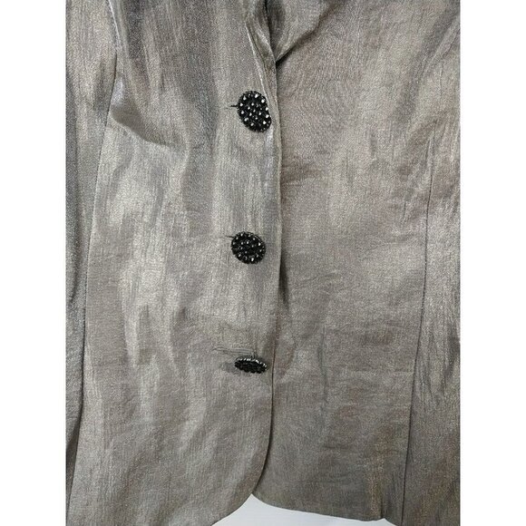 Adrianna Panel Evening Essentials Metallic Taupe Runched Collar Timeless Jacket. - Picture 4 of 14